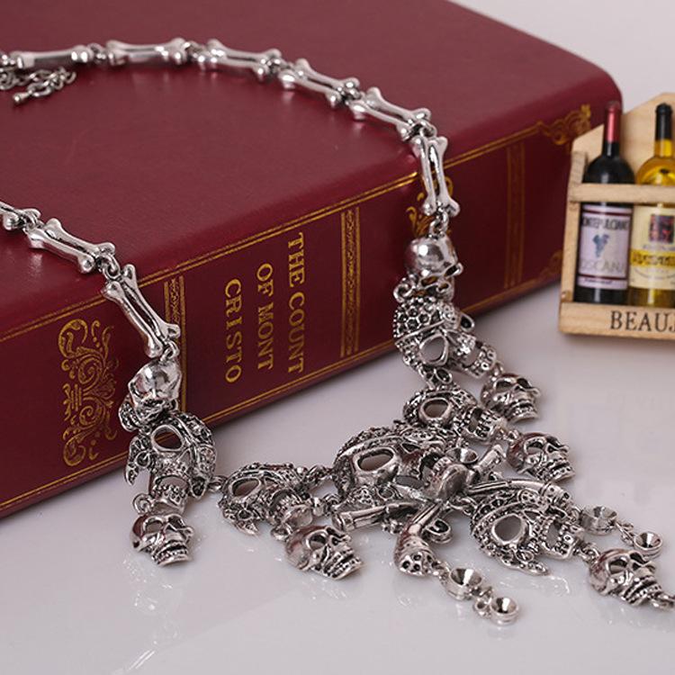 Creative Items, Trendy Retro Exaggerated Skull Ghost Head Short Necklace