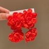 Silver needle fabric orange flower earrings simple Chinese style exaggerated earrings niche high-end fashion earrings