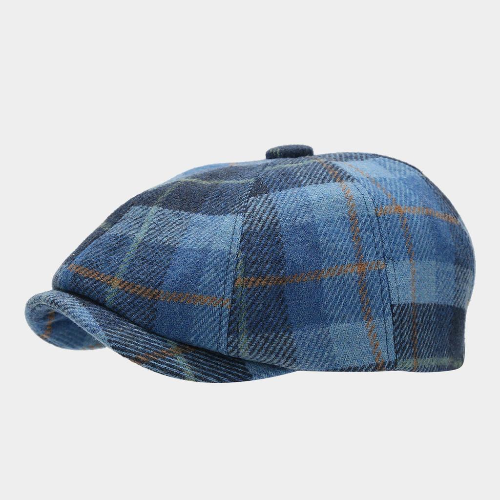 Vintage Baskenmütze für Damen und Herren Herbst Winter Mode Tartan Newsboy Kappe