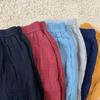 Summer Children Pants Casual Girls Boys Linen Solid Color Loose Pleated Pant Trousers Hight Waist Harem