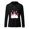 Women's Fashion Loose Warm Festive Christmas Print Zipper Long Sleeve Knitted Sweater Women's Sweater
