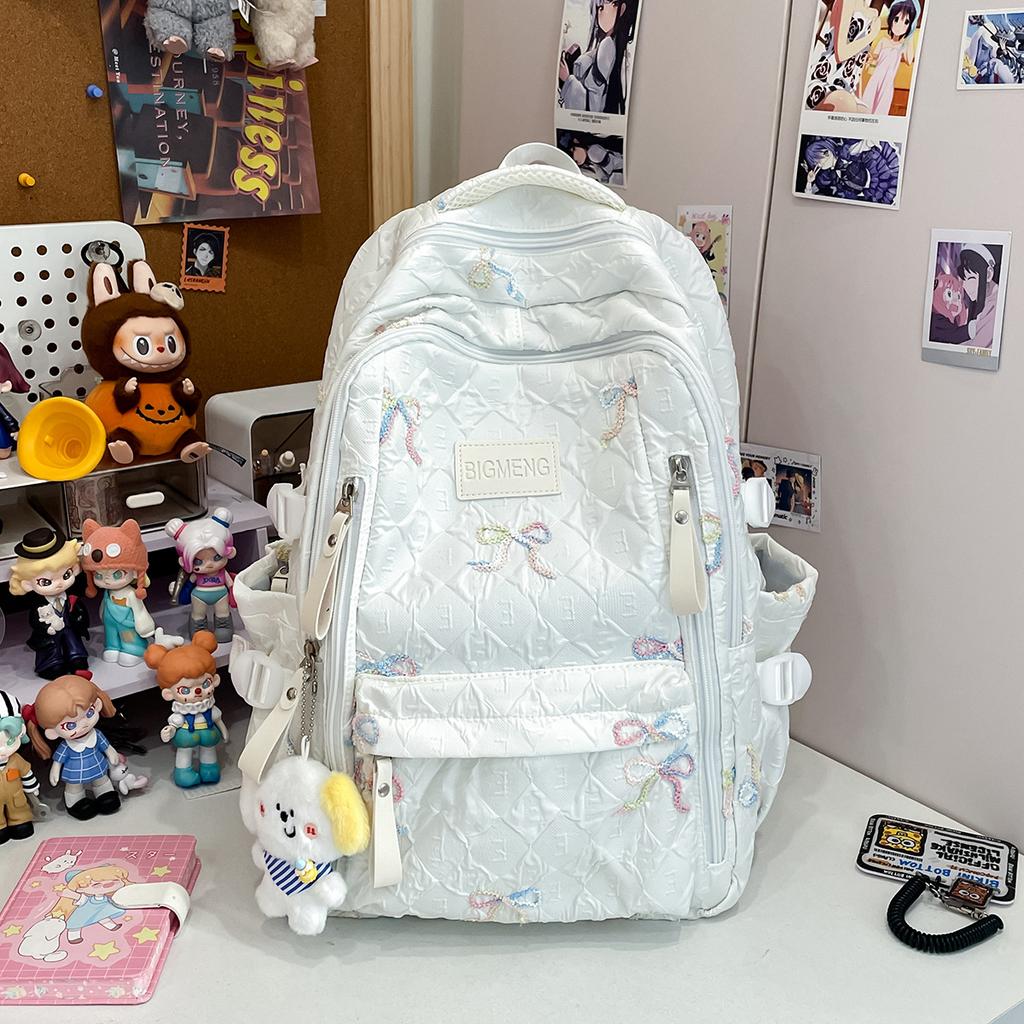 Small fresh schoolbag female cute college student backpack high value bow junior high school student versatile large capacity backpack