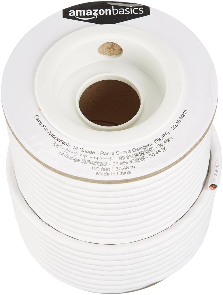Amazon Basics Speaker 14 White Wire, Gauge, 30.5m (99.9% Oxygen-Free Copper),
