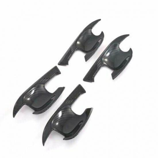 8PCS Carbon Fiber ABS Exterior Door Handle Bowl Cover For Toyota RAV4 2019-2020