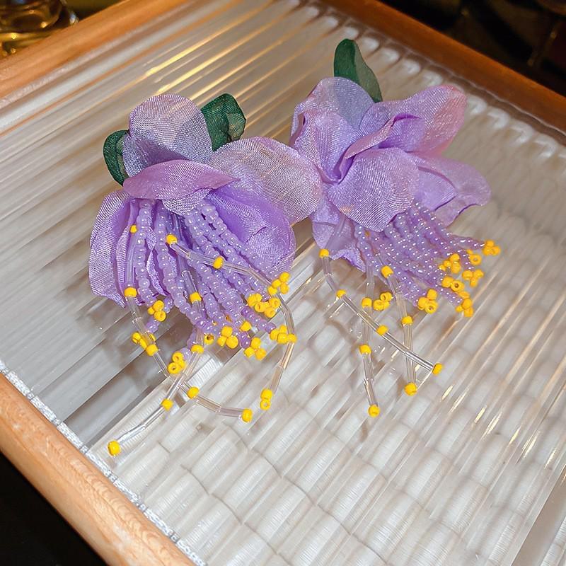 Silver Needle Fashion: 2024 Simple Luxury Purple Earrings from Korea