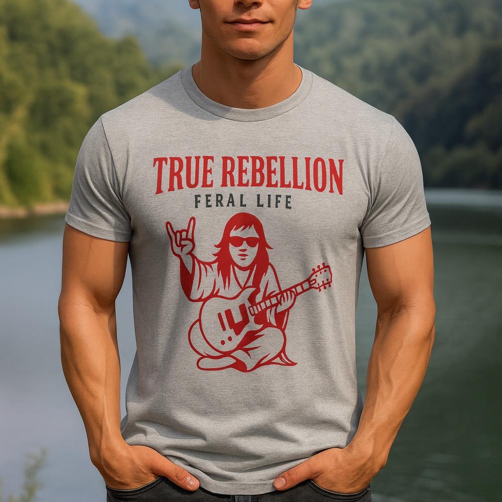 True Religion True Rebellion Feral Life Металлический Будда Гитара Винтажная Футболка Унисекс Футболка XXXXL