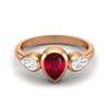 Pear Shape Glass Filled Ruby Gemstone Rose Gold Plated 925 Sterling Silver Ring