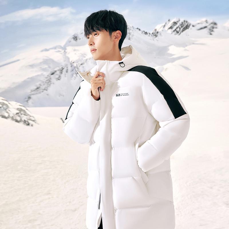 Anta Champion All-Weather Series Color-Block Zipper Hooded Long Sleeve Down Jacket Men outerwear 952347908-1