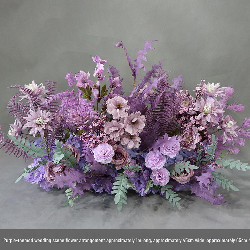 Purple Wedding Floral Scene: Aisle, Backdrop & Welcome Area Arrangement Set