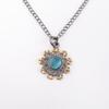Blue Cat's Eye Gemstone 925Sterling Silver Jewelry Handmade Dainty Pendant1.26" PP-32-46