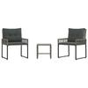 Garden Furniture Set with Cushions 3 Pcs Grey