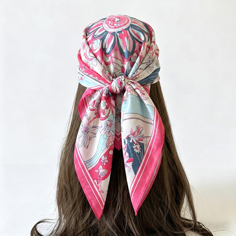 Print Scarf Neckerchief Turban Hijab Luxury Female Square Headscarf Shawl Bandana Headband Windproof Handkerchief Fashion Wraps