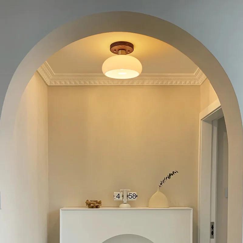 New Chinese Corridor Corridor Light Luxury Walnut Brass Chinese Ceiling Light Retro Entrance Door Porch Balcony Light