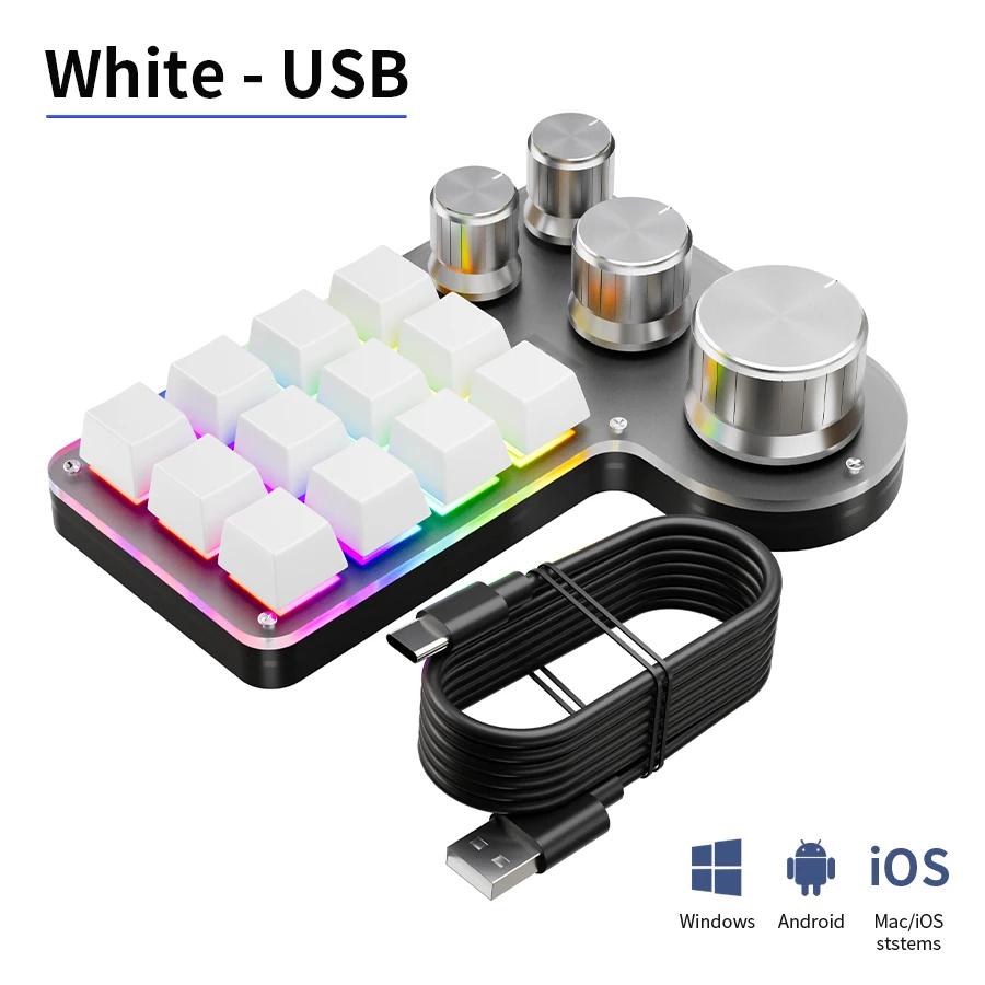 

Mini 12 Keys Gaming Keyboard 4 Knobs Custom Programming Macro Mechanical Keyboard RGB Bluetooth 2.4G USB Wired 3 Modes for PS