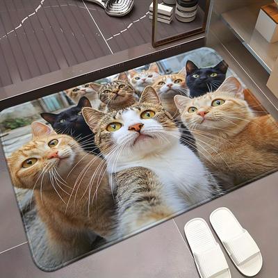 1 Pezzo Tappeti da Cucina Antifatica Gatti che si Fanno Selfie Stampa Impermeabile Antiscivolo Spesso Ammortizzato Tappetino da Cucina Resistente Comfort Tappetino per Stare in Piedi per Cucina