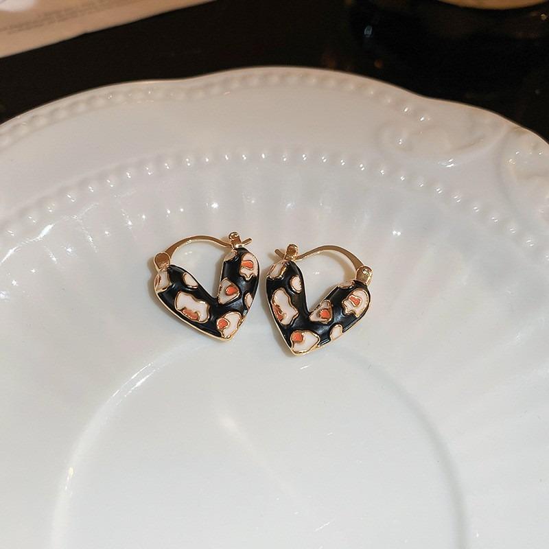 Silver Needle Black Crystal Geometric Stud Earrings Niche Versatile Earrings Temperament Light Luxury Premium Earrings