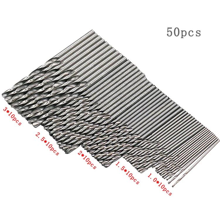 50pcs Drill Bits Tungsten Carbide Twist Drill Bit Power Tool High Speed Steel HSS Titanium Coated Drill Bit Set