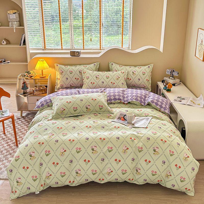 Four-season Universal Four-piece Set, Skin-friendly Cotton Quilt Cover, Bed Sheet, Double Bedding, Dormitory Three-piece Set