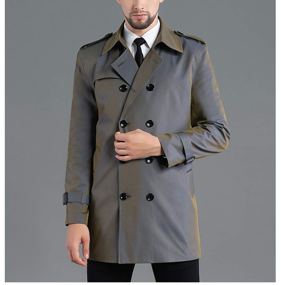 JINLUN Trenchcoat Winter Größe Herrenmantel, Mittellang, Schillernd, Glänzend, Wasserabweisend, Business, Freizeit, Frühling, Herbst, (Saxblau, 2XL)