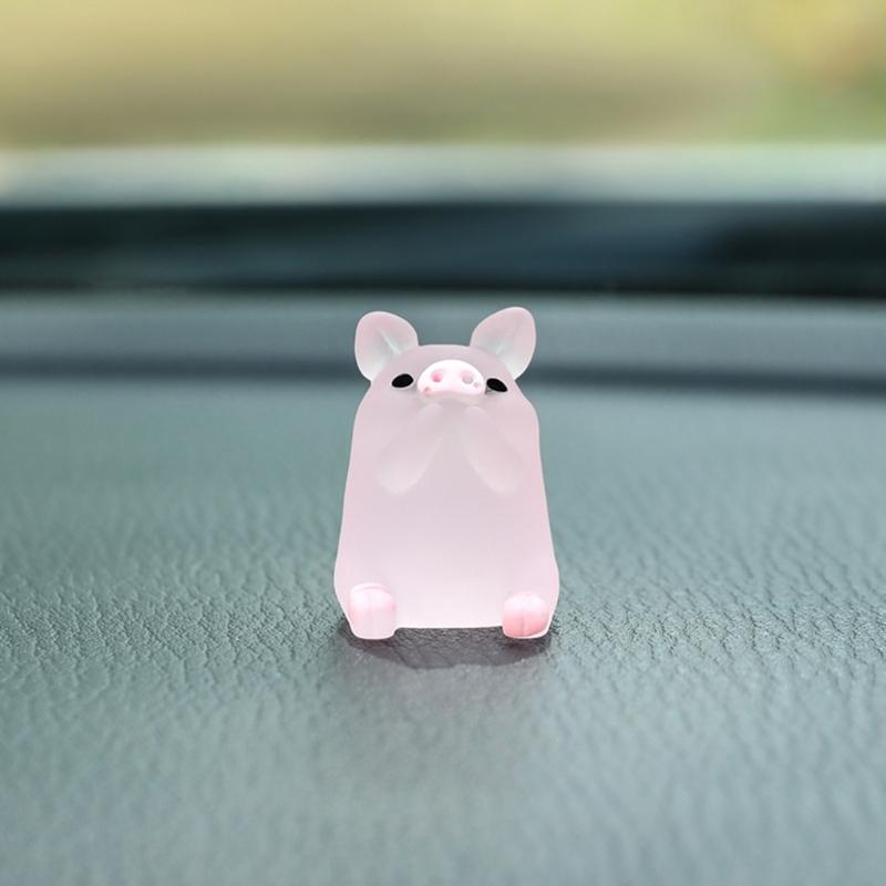 6Pcs DIY Garden Decors Cute Luminous Piggy Miniature Figurines Pig Cake Toppers