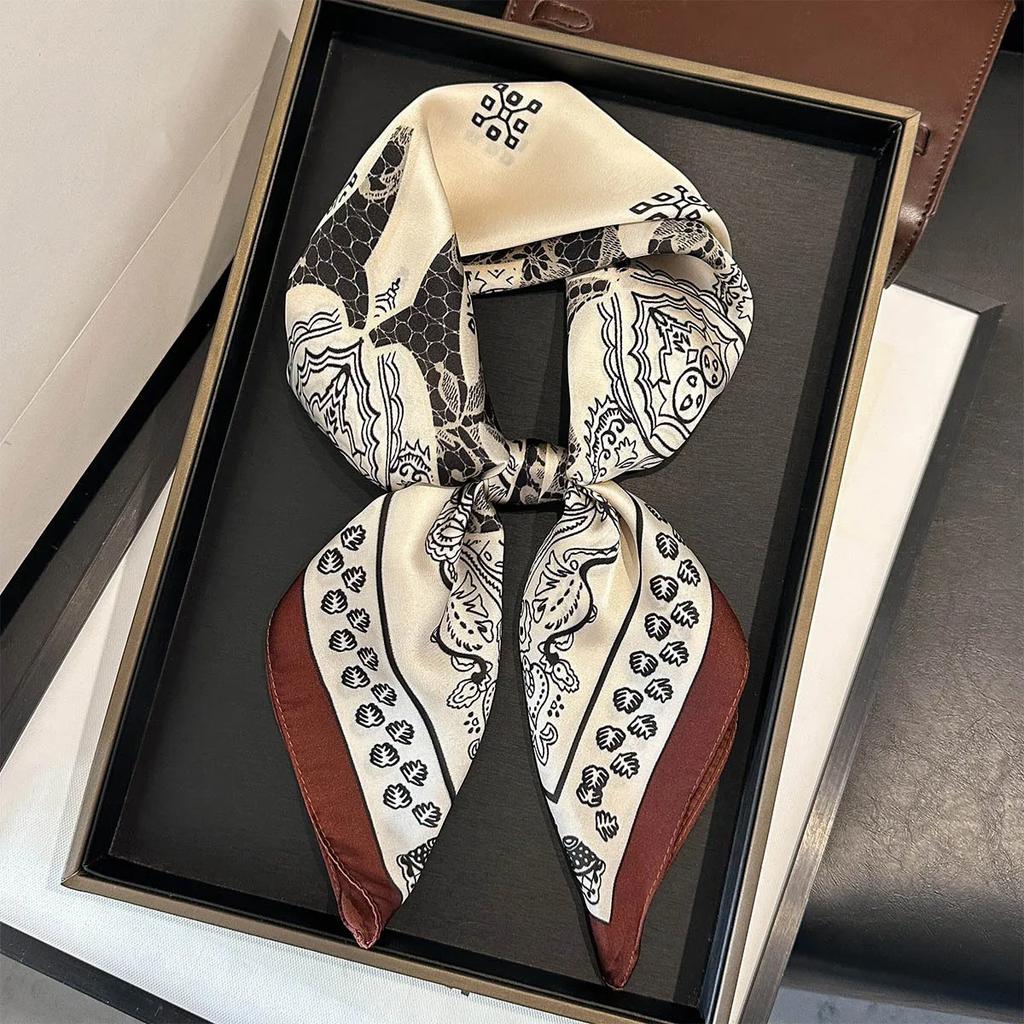 New Paisley Print Silk Scarf For Women Square Hijab Soft Neck Tie Female Fashion Decoration Silk Headscarf 70*70Cm Kerchief