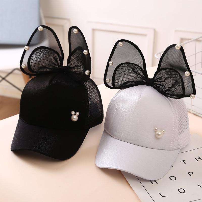 Sweet Bow Girls Baseball Cap Large Mesh Bowknot Peaked Cap for Baby Summer Adjustable Cotton Toddler Sun Hats
