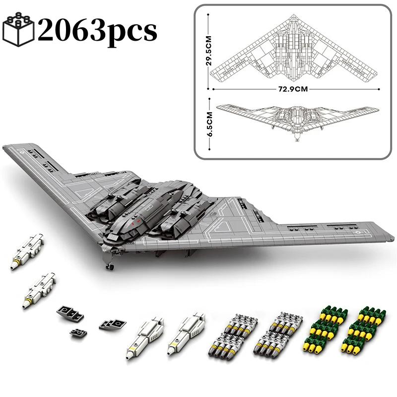 2063pcs NEW B2 Stealth Bomber Professional Building Blocks MOC Kit Military Airplane Desk Decor Christmas Birthday Gifts Toy