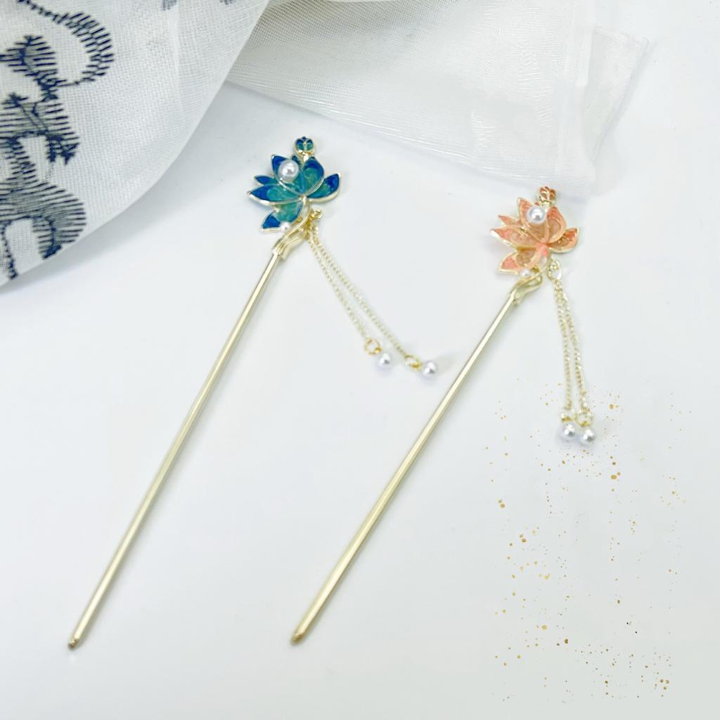 Chinese Style Lotus Hair Sticks Chinese Style Alloy Lotus Simple Hairpin Suitable for Girls Hair Accessories