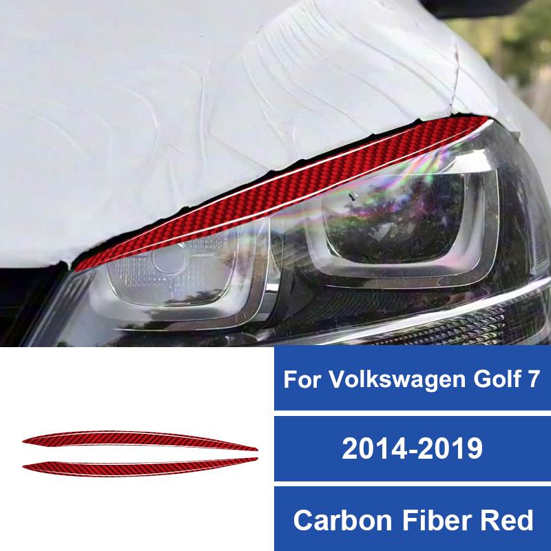 2PCS Real Carbon Fiber Car Headlight Eyebrow Trim Sticker For Volkswagen Golf 7 2014-2019 Headlight Decoration Car Accessories