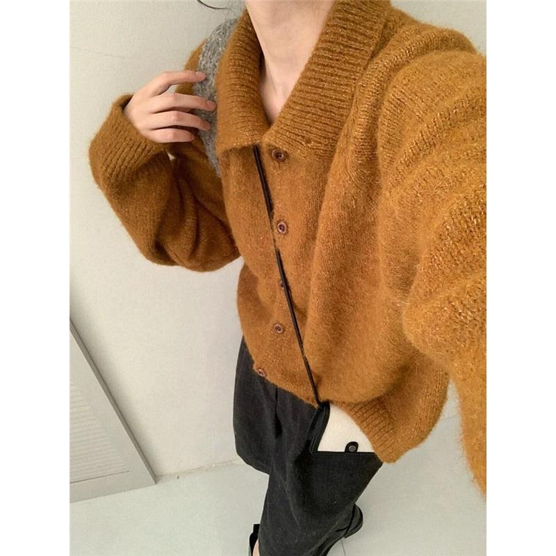 Knitted Cropped Women's Sweaters Cardigan Long Sleeve Sweater Coat Autumn Winter Chic Casual Outerwear Knitwear Top
