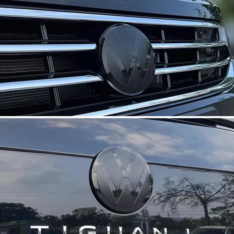 Hijk1 2Pcs Car Front Bonnet Grill Badge Cover Trunk Lid Emblem Sticker For VW Golf 6 7 8 Polo Passat B6 Variant CC Tiguan Atlas T-ROC