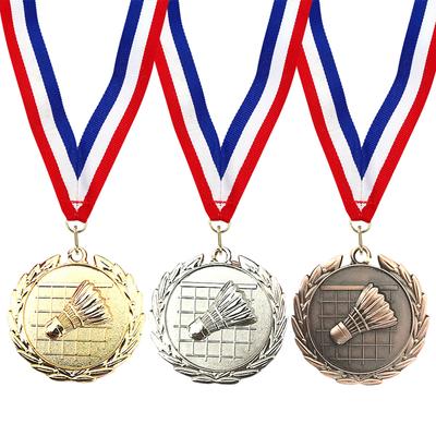 5cm Badmintonová medaile Sportovní medaile se stuhou na krk Kovové medaile pro vítěze Medaile ze zinkové slitiny Badmintonové medaile za zásluhy pro party aktivity