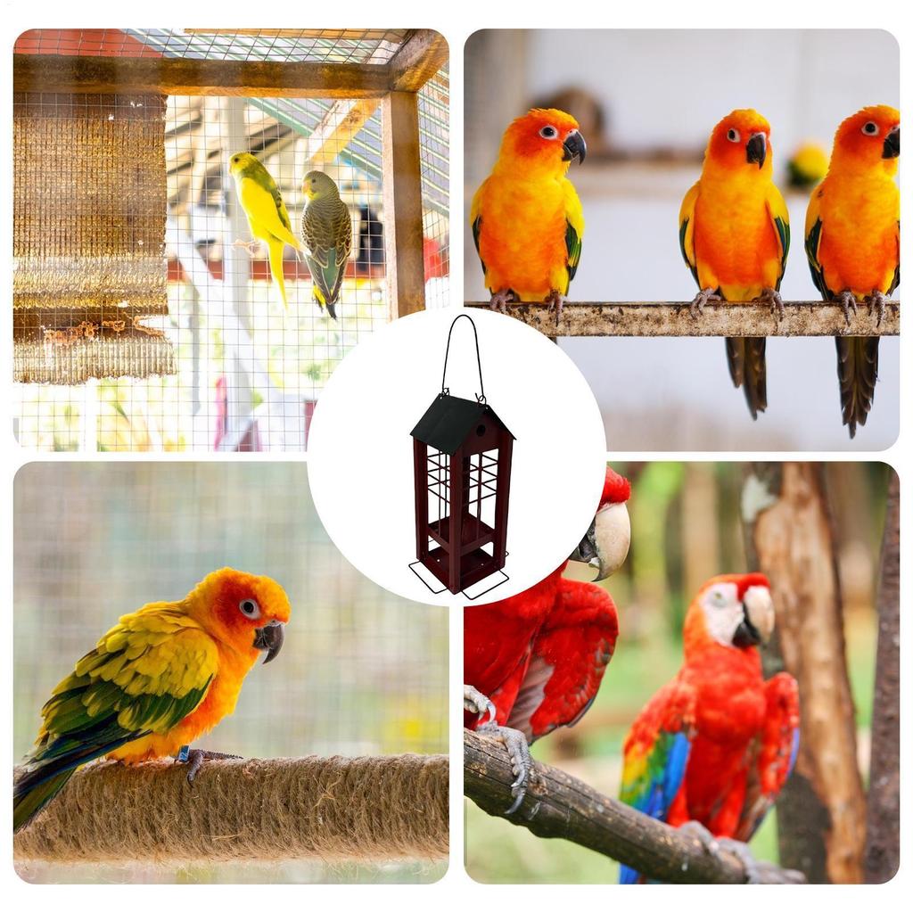 Bird Feeder Metal Feeding House Retro House Shape Outdoor Bird Feeder For Hummingbird Finch Sparrow Yard Patio Porch Park Tree