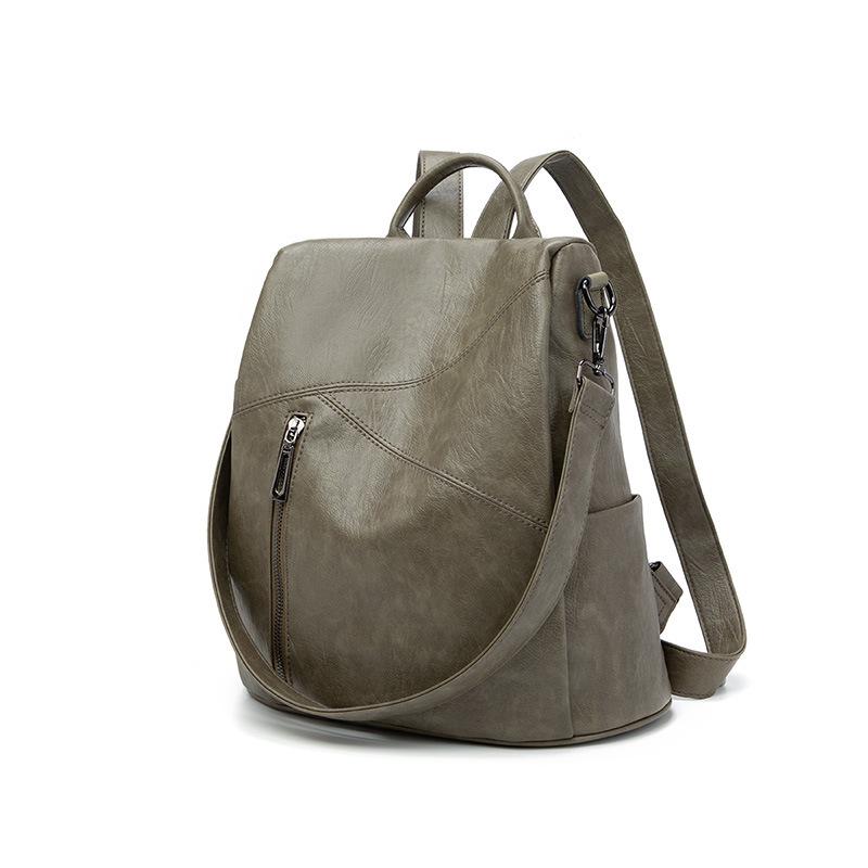 Korean Style Women's Soft Leather Anti-theft Backpack - Versatile, Large Capacity, Double Shoulder for Casual Travel, 2026 Summer