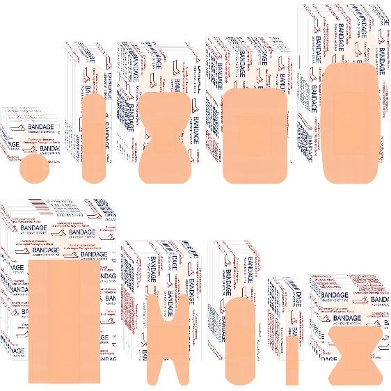 VAIPI 880 Pack Bandages Variety Pack Waterproof Fingertips Bandages Various Sizes First Aid Supplies Assorted Adhesive Fabric Bandages Bulk