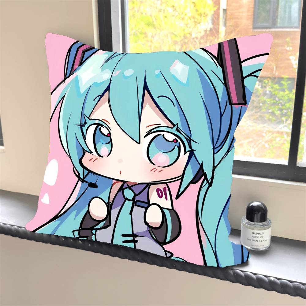 1PC HOT Anime H-Hatsune M-MikuS Pillow Case Square  Bedroom Sofa Leisure Comfort Cushion Car Home Decoration