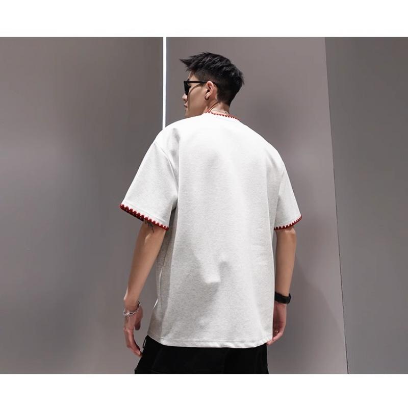Men's Summer All-match Casual Short-sleeved T-shirt  High-end Loose Quarter-sleeved Top
