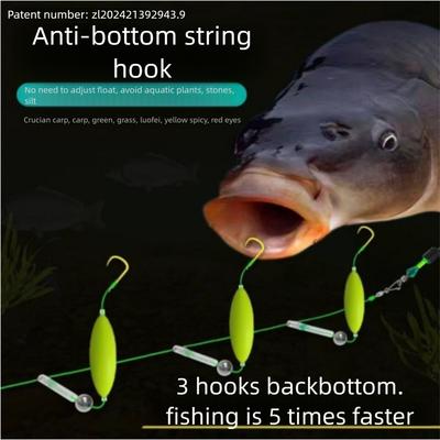 Tre Krog Fisk Hår Rigge Krog Automatisk Flipping Karpe Rigge Fiskeflue Fiskegrej