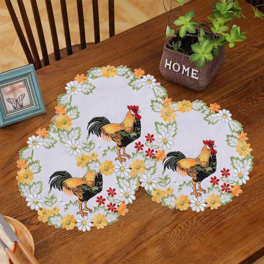 Broderie Artizanat Decor pentru petreceri de Paște Tesatura din satin Decorare pentru casă Coaster Tampoane pentru cupe Pastel de loc