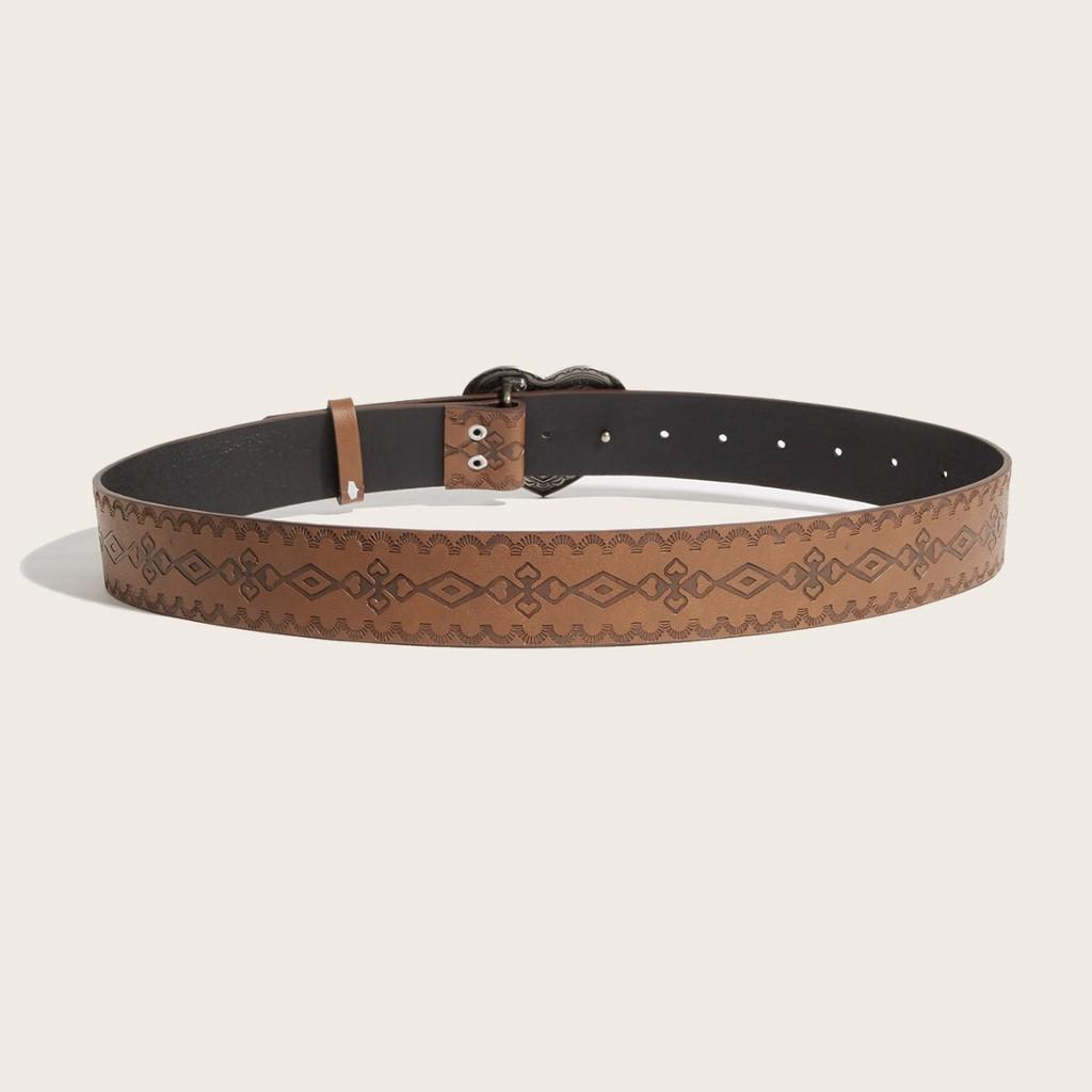 Heartshaped Metal Clip Designer Belt With Perforated Pattern For Casual Wear