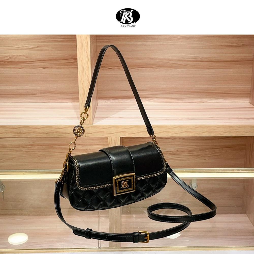 New High-end Leather Diamond Grid Underarm Bag for Women, Fashionable and Versatile Single Shoulder Crossbody Bag