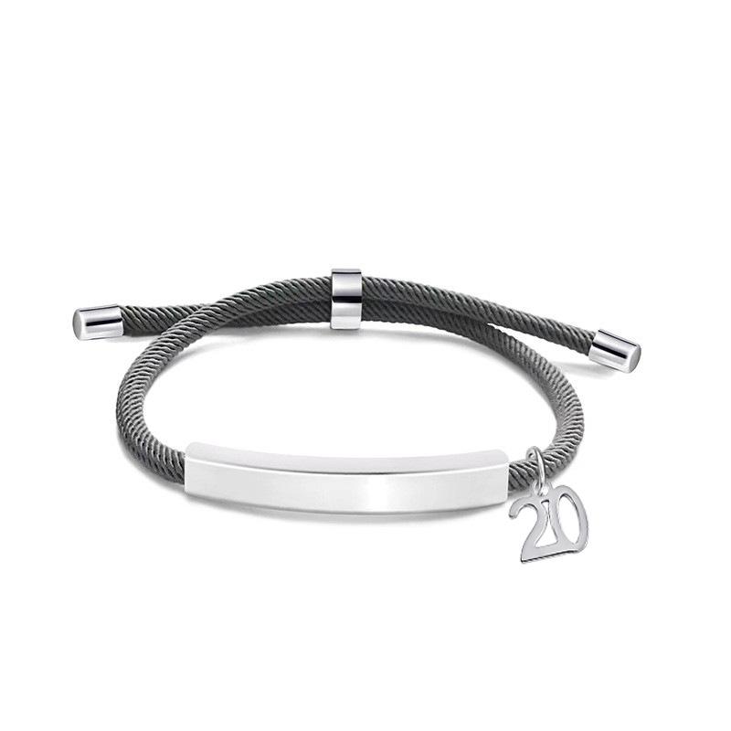 Multi-color Engravable Stainless Steel Bracelet with Number 16 Charm