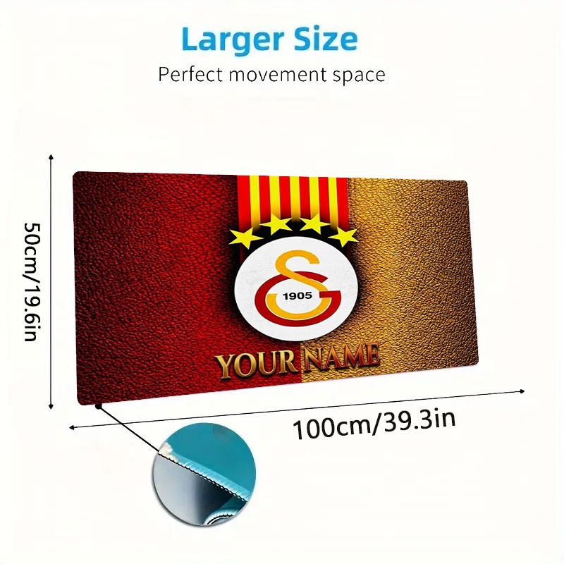 Galatasaray S Custom Name Large Size Mouse Pad Large Gaming Table Cushion Non-slip Laptop Tablet Big Mousepad XXL Mat Mini PC Playmat With Lock Edge