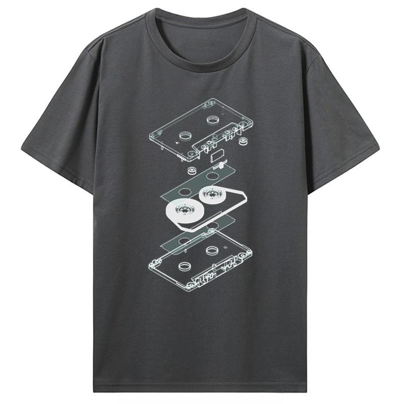 Funny Explosion Audio Cassette T Shirts Graphic Streetwear Retro Dj Mc Music Tape Player Cd Birthday Gifts Summer Style Tshirt