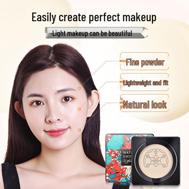 Difuman Mushroom Air Cushion BB Cream: Natural, Non-Sticky, Brightens Skin Tone, Long-Lasting Liquid Foundation and Concealer.