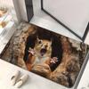 1pc Flannel Doormat, Outdoor Indoor Door Mat Souvenir and Holiday Gift, 1pc Cute Squirrel Peeking Out of Hole Doormat - Machine