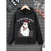 This Autumn And Winter Children's Fashionable Black Sports Hoodie With Ghost Cartoon Prints Is Perfect For Daily Outings