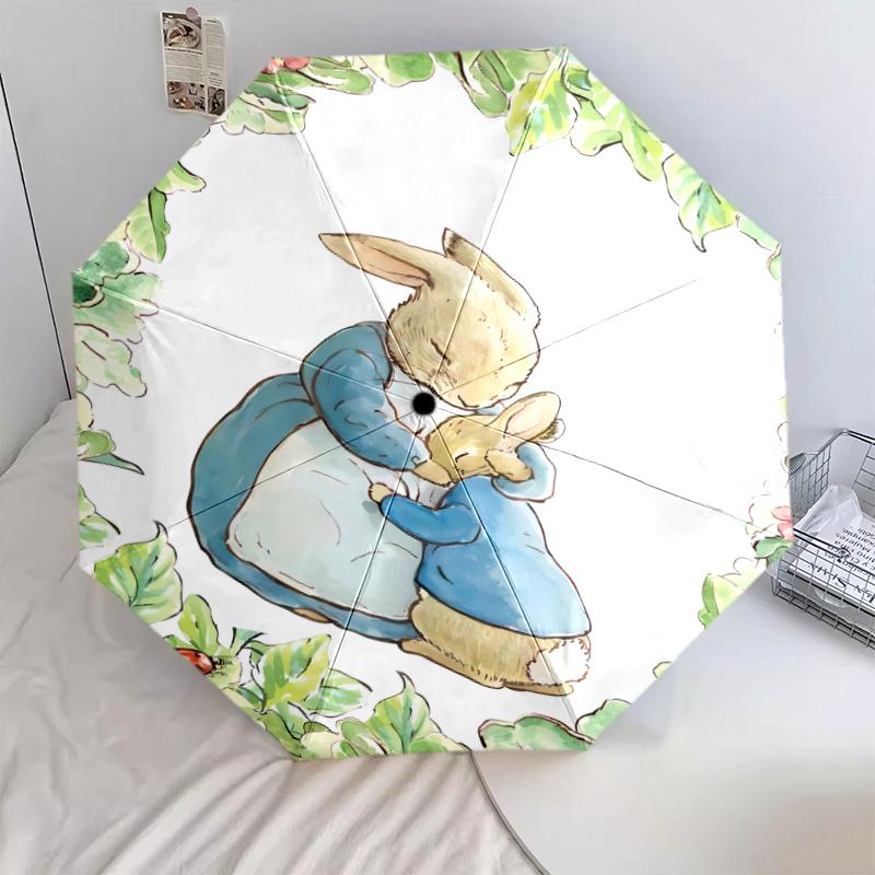 1 PC Automatic Folding Umbrella - Peter Rabbit Pattern, Portable & Foldable Design with 8 Ribs, Christmas Birthday Gifts
