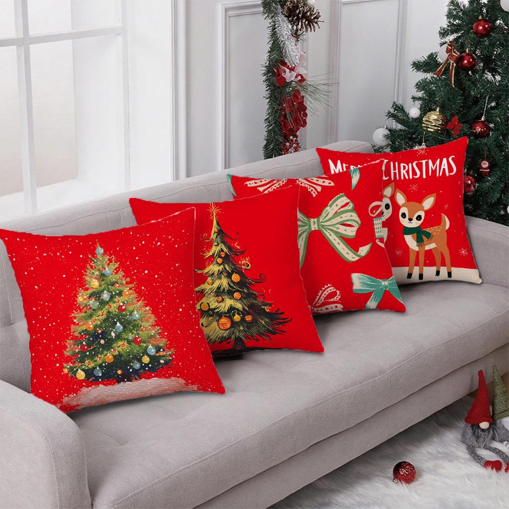 Christmas-Themed Pillowcases With Treessuitable For Sofa Car Bedroom Decorative Cushion Cover Pillow Cover