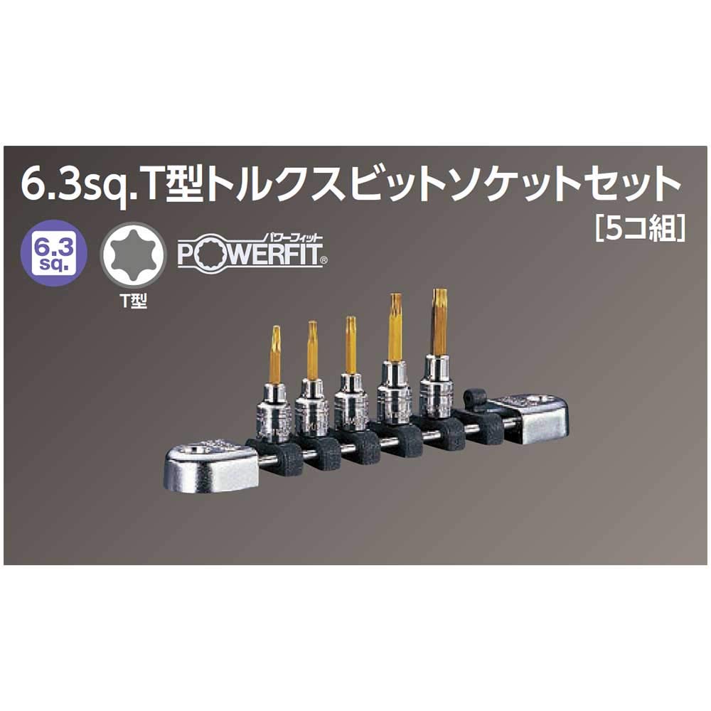 Kyoto Machinery Tools Nepros Torx Bit Socket Set 5 Pieces NTQ4T05A (KTC) 6.3mm (1/4 Inch) T-type